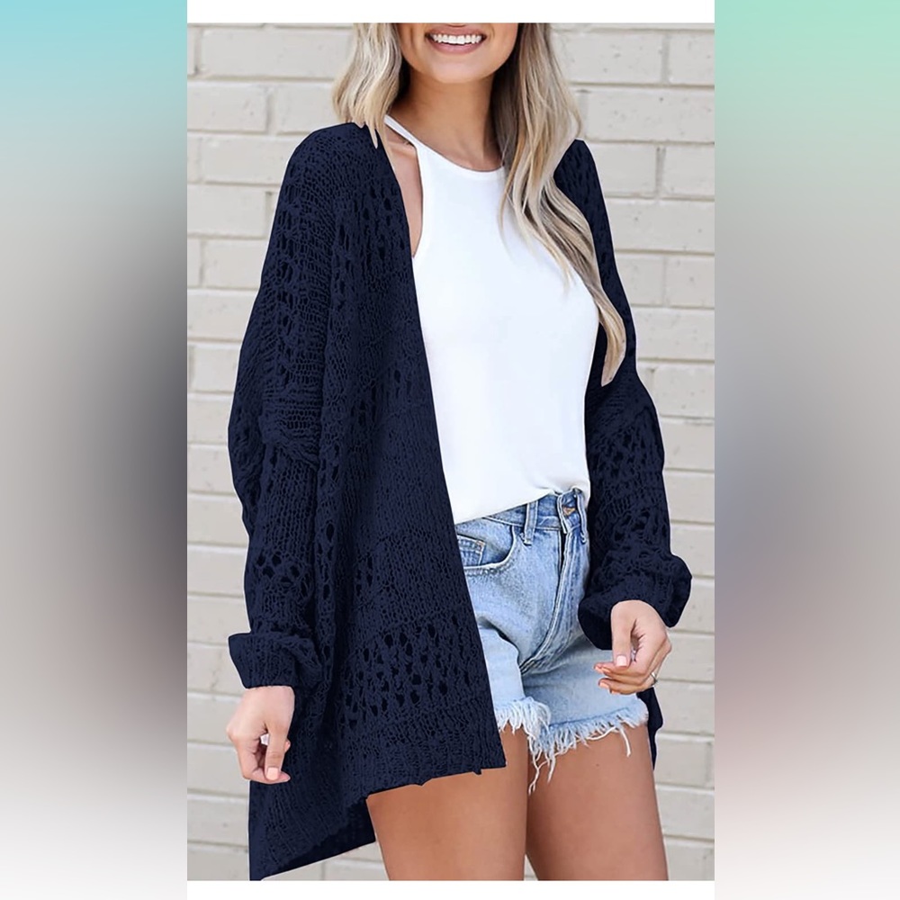 Women's Crochet Cardigan Kimono Boho Long Sleeve